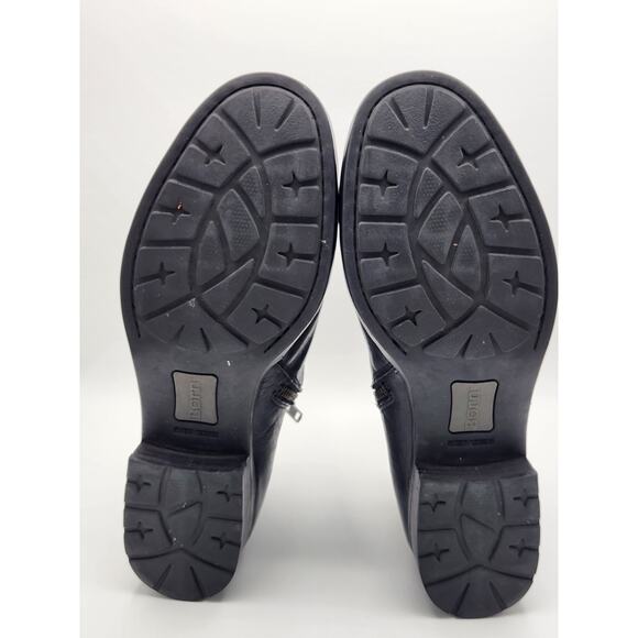 BORN Moto Ankle Boots Women's Size 9.5 Black Leather Side Zip Buckle Straps - Picture 9 of 10